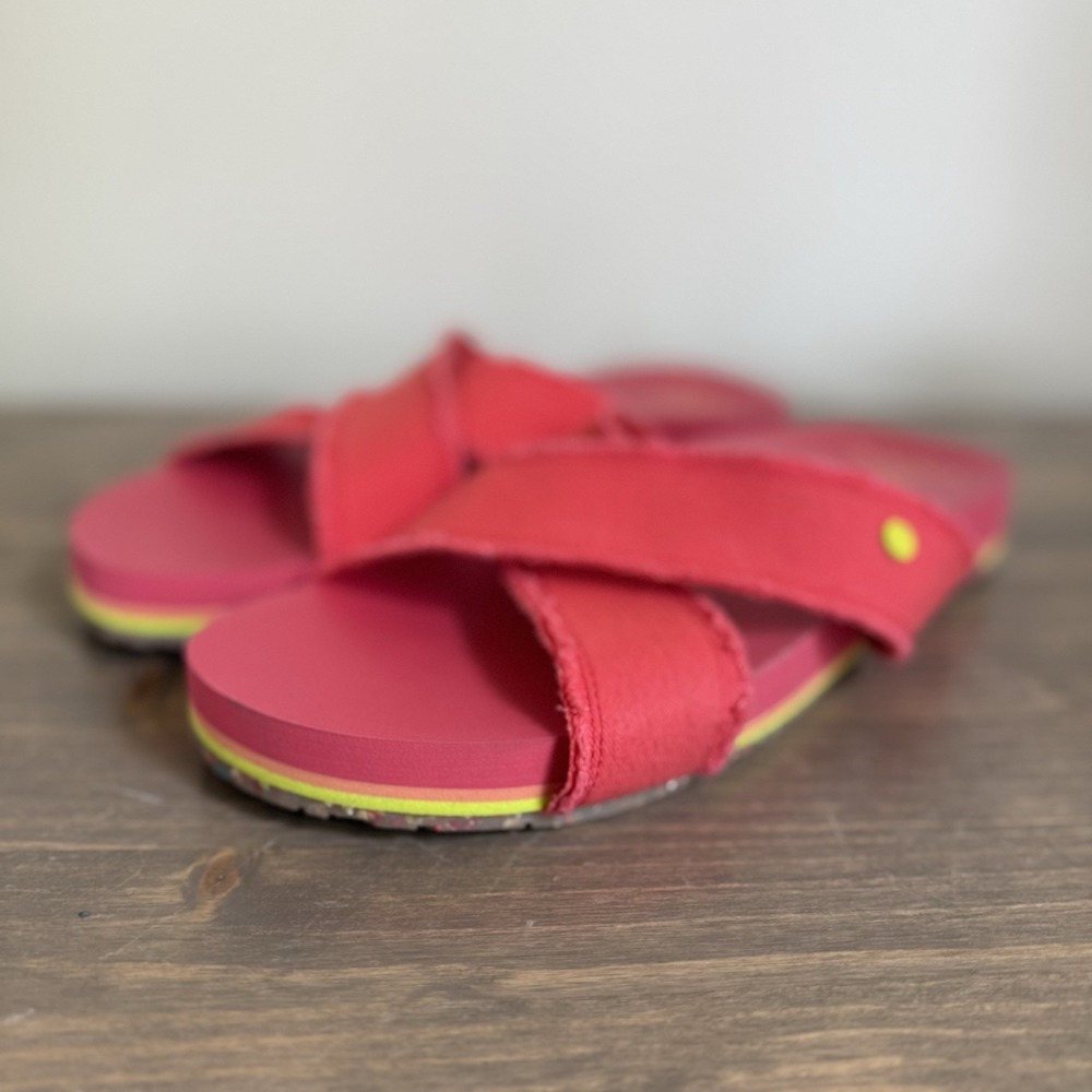 Vionic Red Cross-Strap Slide Sandals